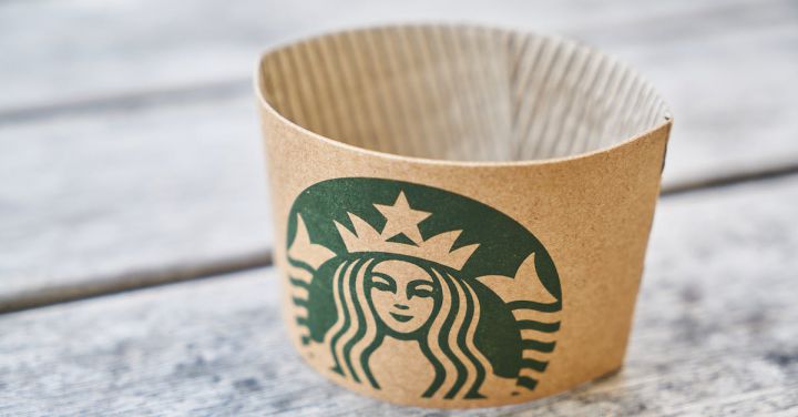 Branding - Brown Starbucks Paper on Gray Wooden Surface