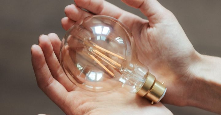 Idea - Unrecognizable woman demonstrating light bulb in hands